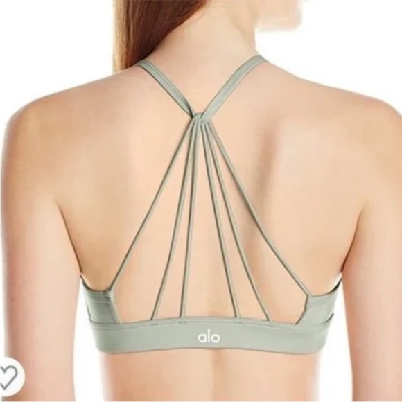 ALO yoga sunny strappy bra. Size small. Color is Sage green - Picture 3 of 3